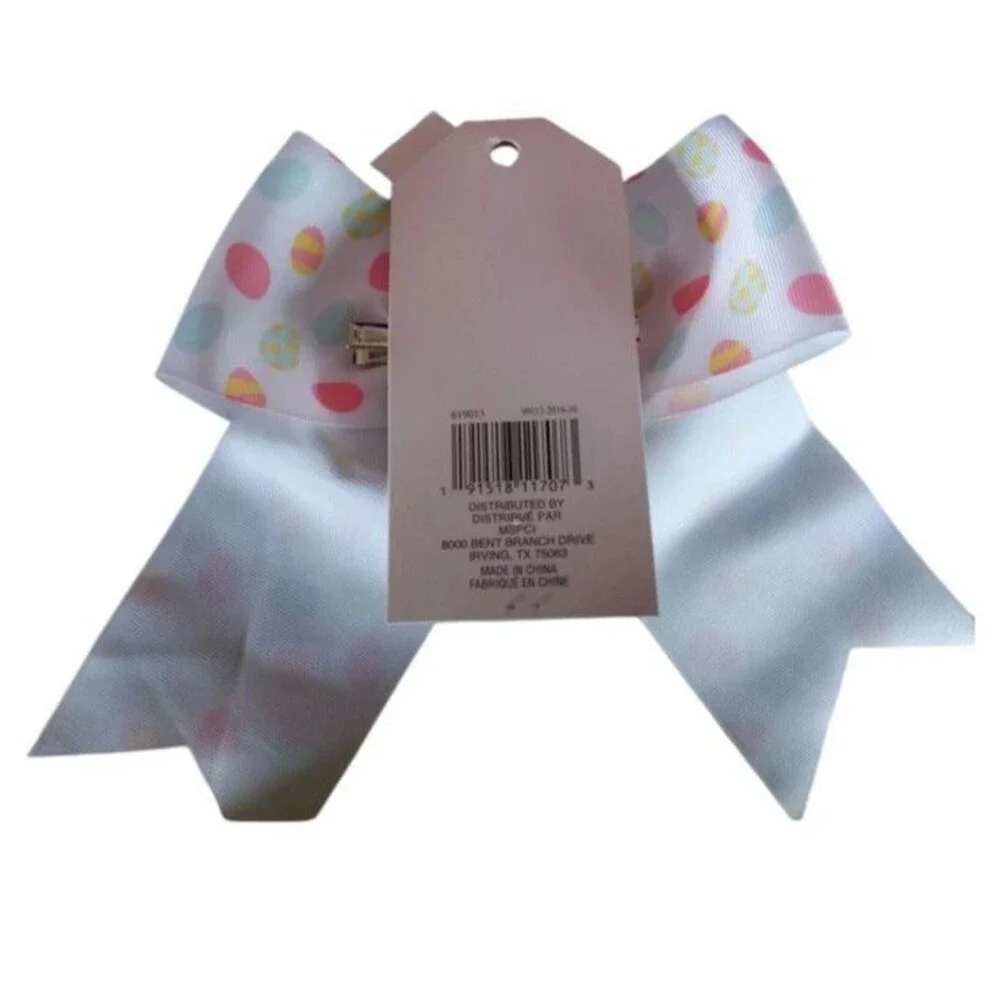 2x Easter Hair Clip Bow Grosgrain Pastel Painted Eggs Design 7